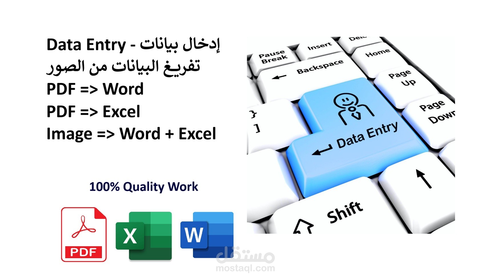 تفريغ الصور و ادخال البيانات Data entry Word Excel