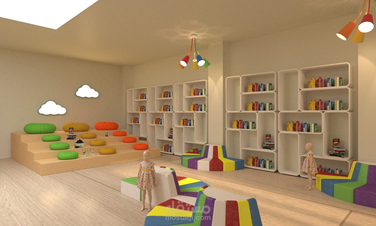 تصميم داخلي لمكتبة أطفال