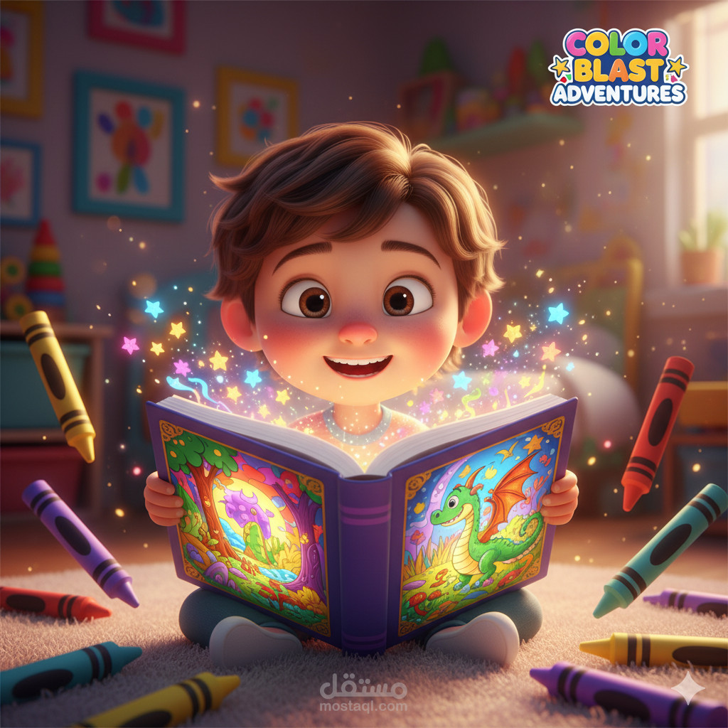 فيديو ترويجي متحرك بأسلوب Pixar لعلامة تلوين للأطفال – إنتاج كامل بالذكاء الاصطناعي