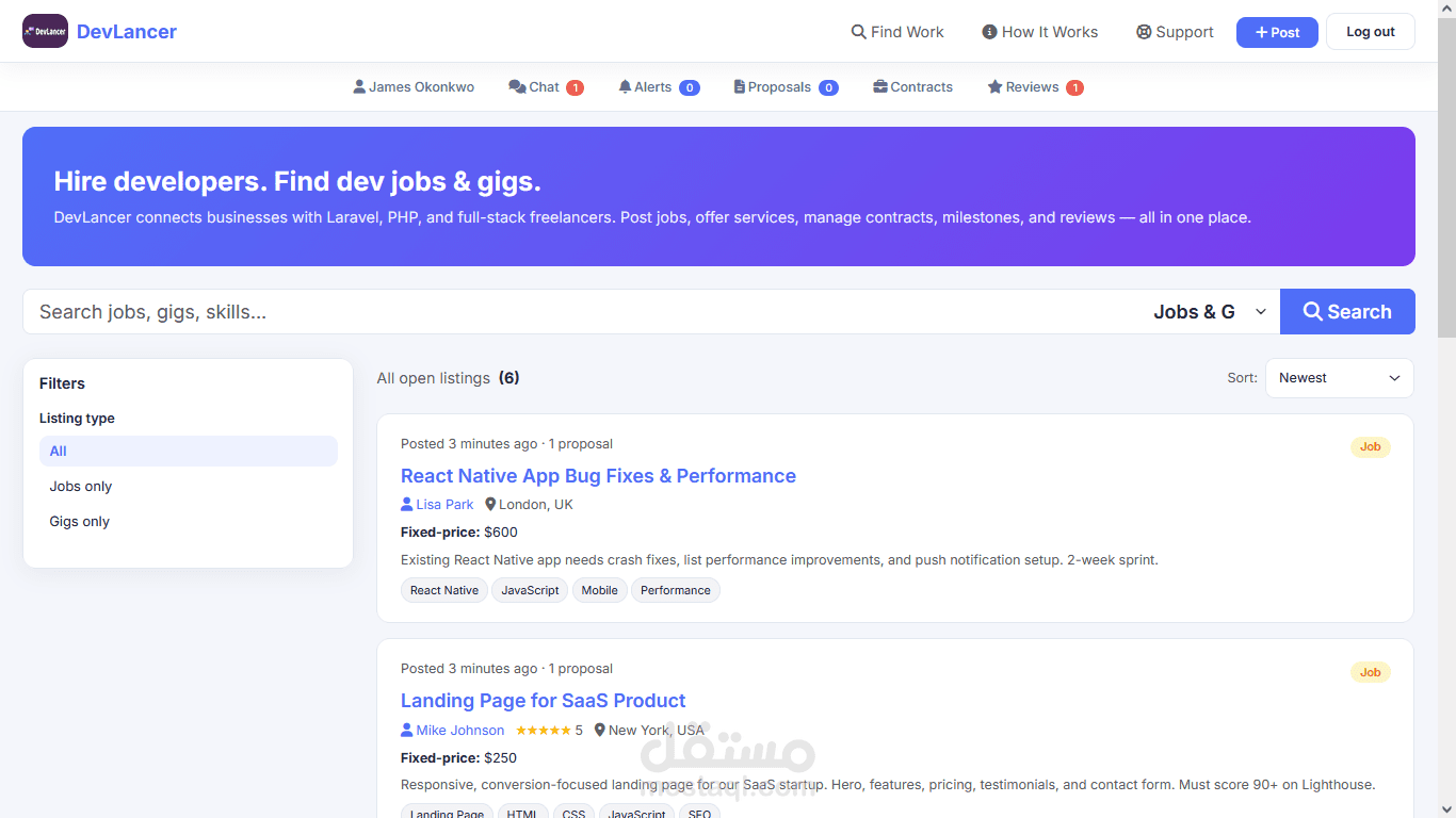 DevLancer — Developer Freelance Marketplace