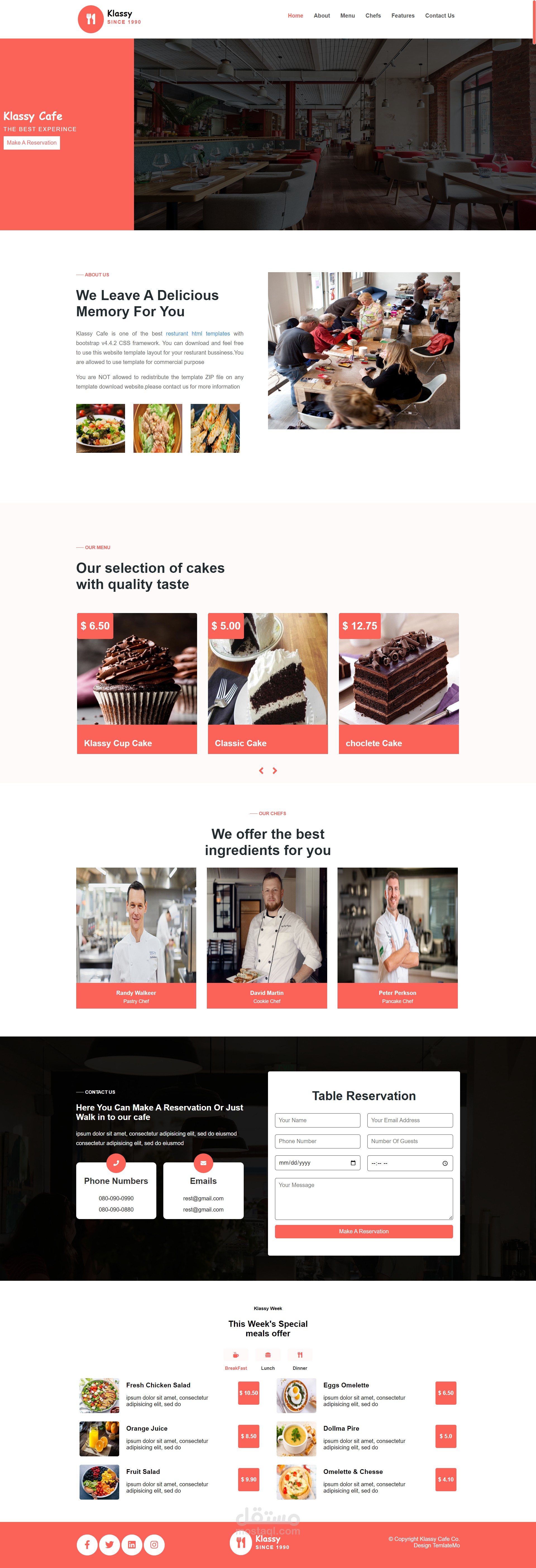 resturant landing page