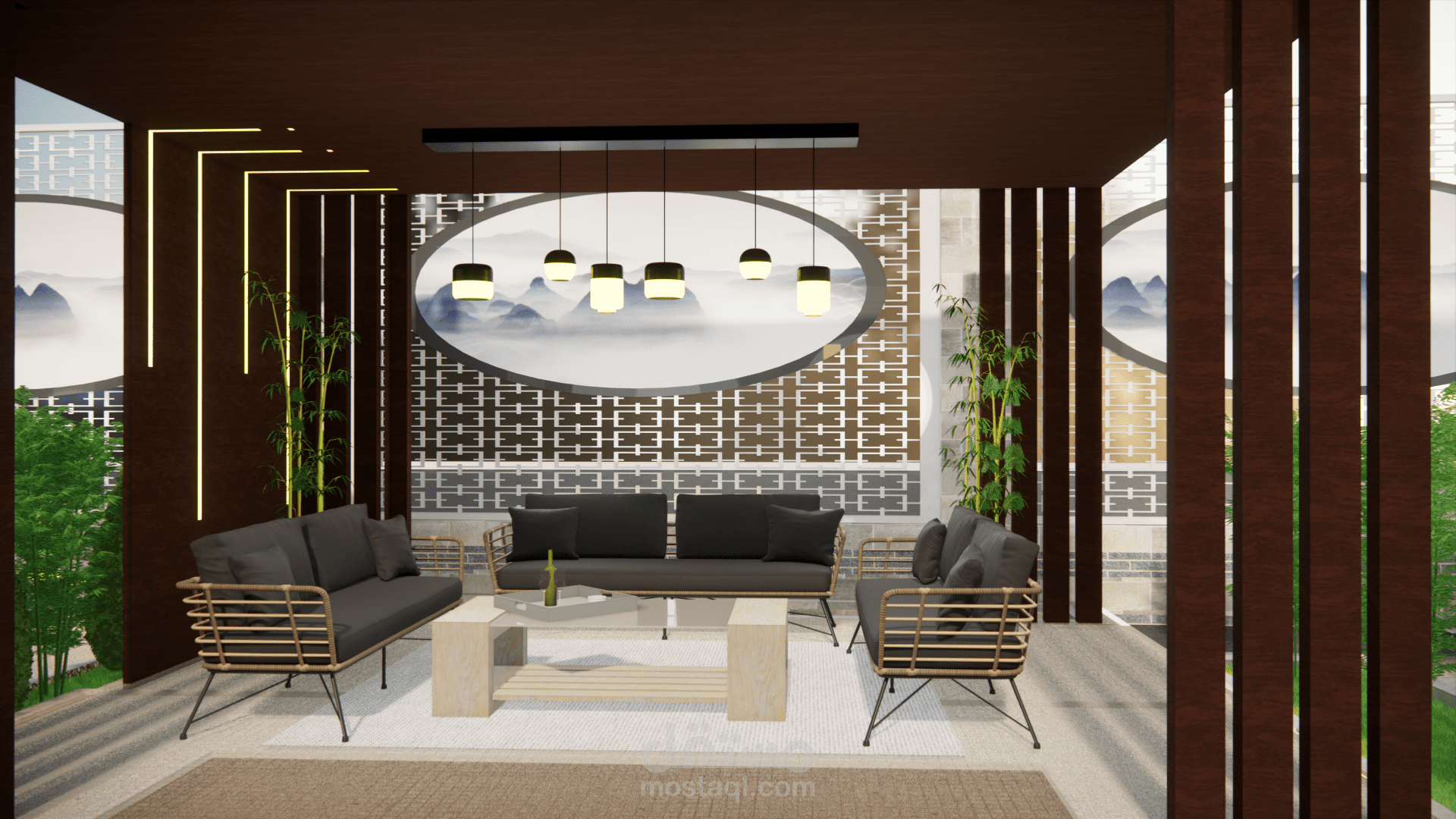 تصميم مودرن لحديقه فيلا في الإمارات