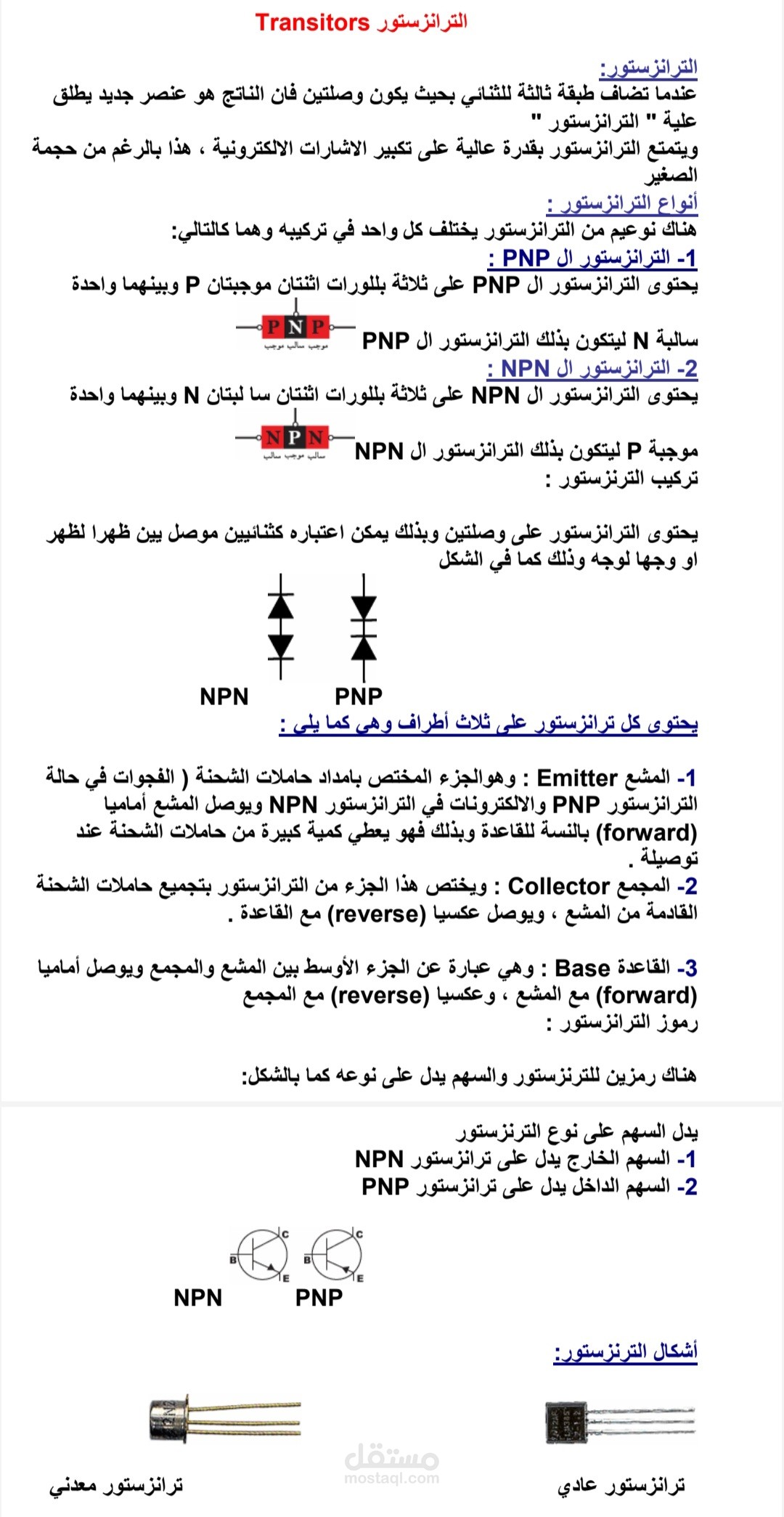 شرح مادة الكترونيات