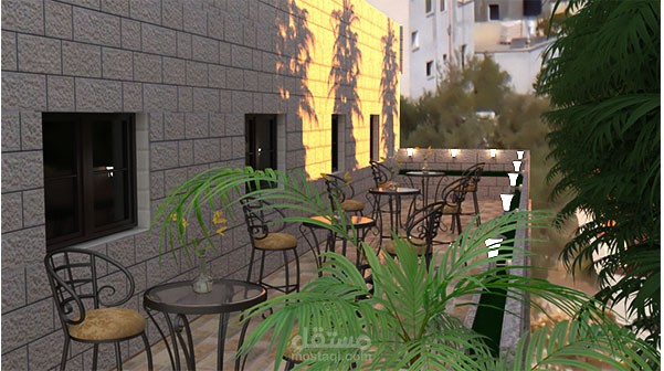 تصميم خارجي لساحة مطعم