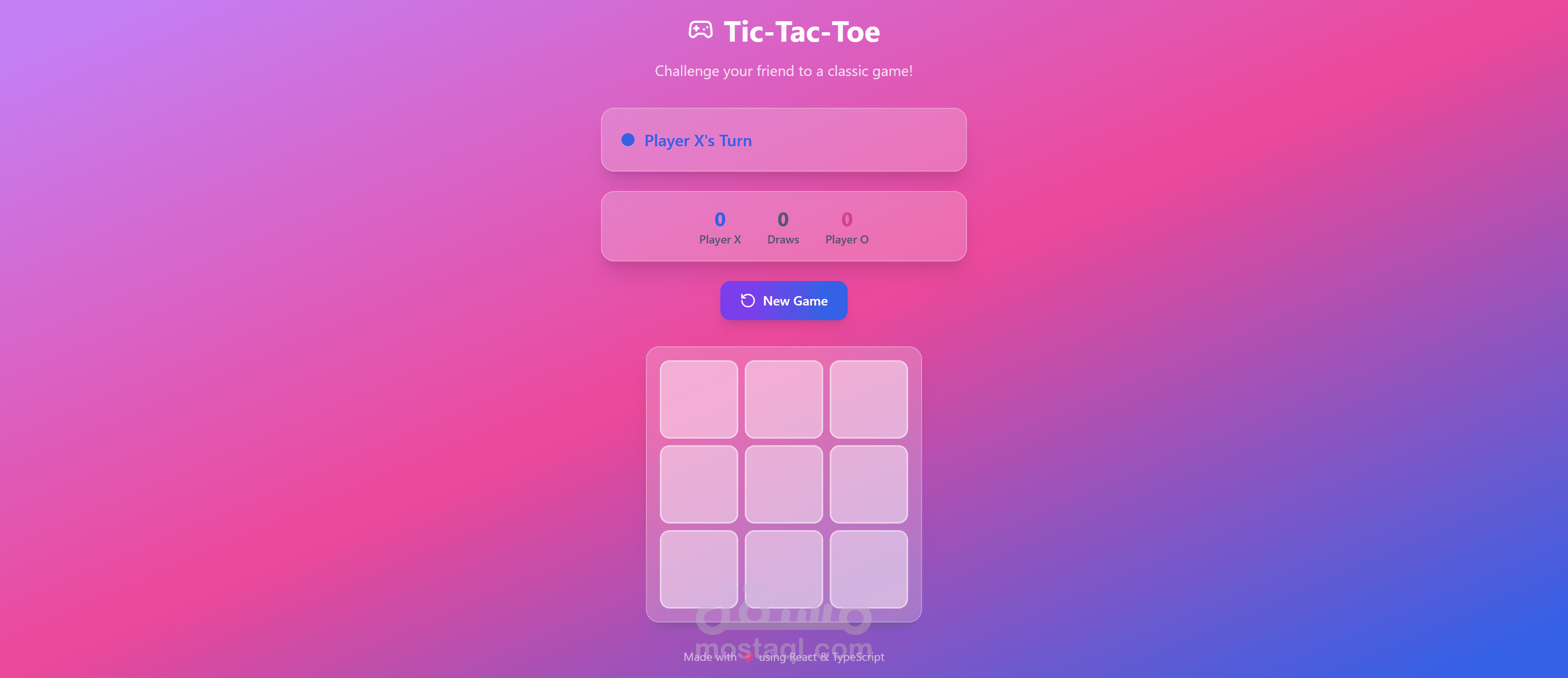 لعبة اكس او في المتصفح | Web-based Tic Tac Toe Game