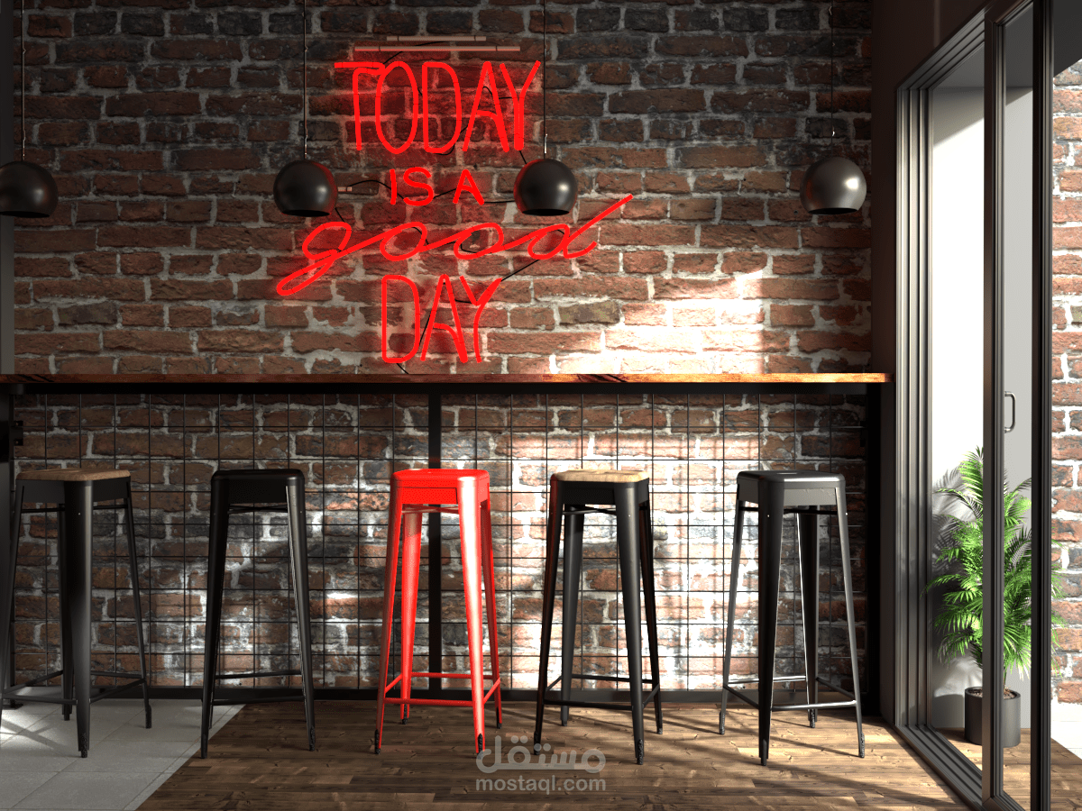 تصميم كافيتريا على النمط الصناعي - تونس             Cafétéria Style Industriel - Tunisie