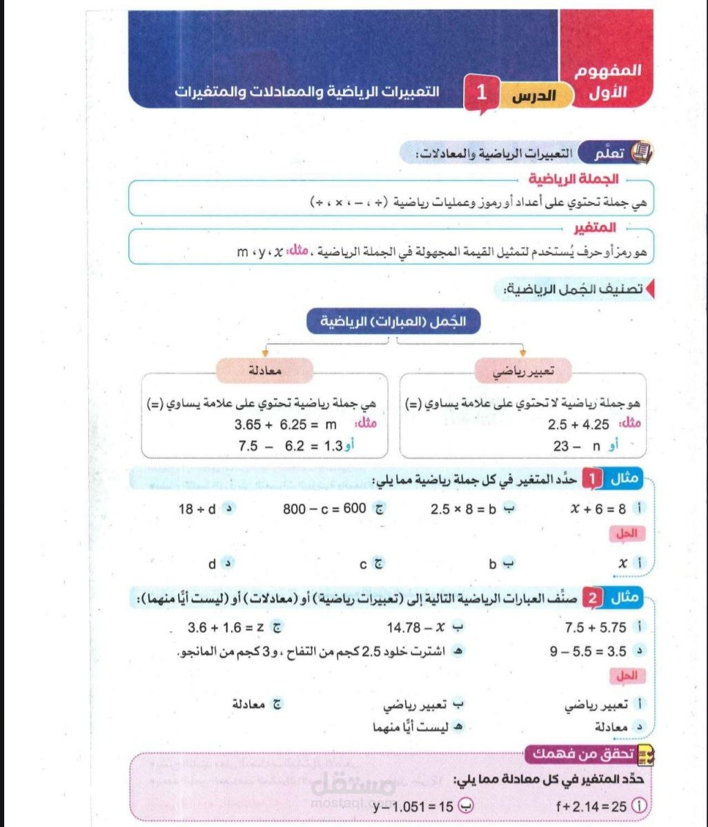 تدريس مادة الرياضيات للصف الخامس الابتدائي .... اون لاين