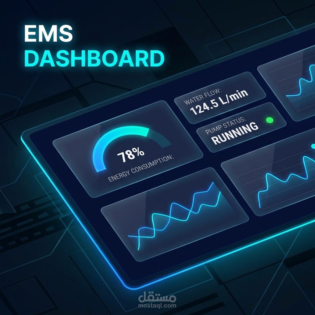 لوحة تحكم نظام إدارة الطاقة (EMS Dashboard) - واجهة صناعية متقدمة