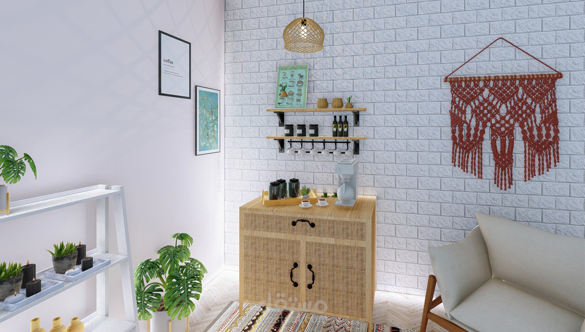 تصميم داخلي لكوفي كورنر - ستايل بوهيمي