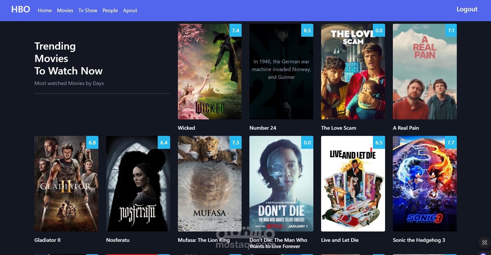 صحفه لعرض احدث الافلام والمسلسلات