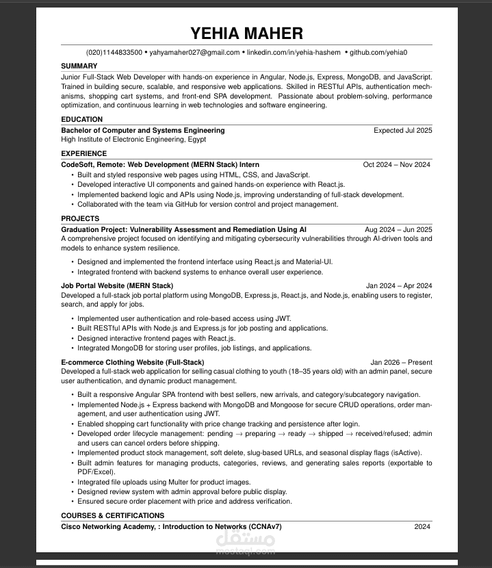 سيرة ذاتية احترافية بنظام ATS