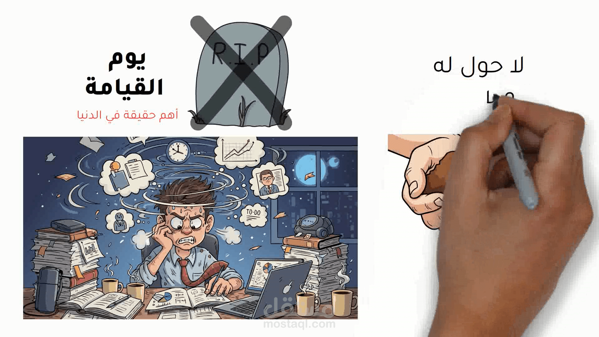 فيديو بتنقية الوايت بورد يتحدث عن الموت والخلود