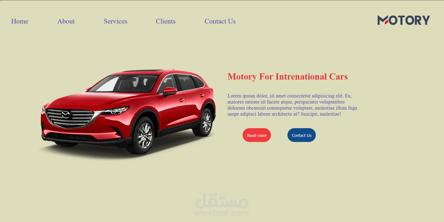 تطوير واجهة مستخدم لموقع معرض سيارات متكامل