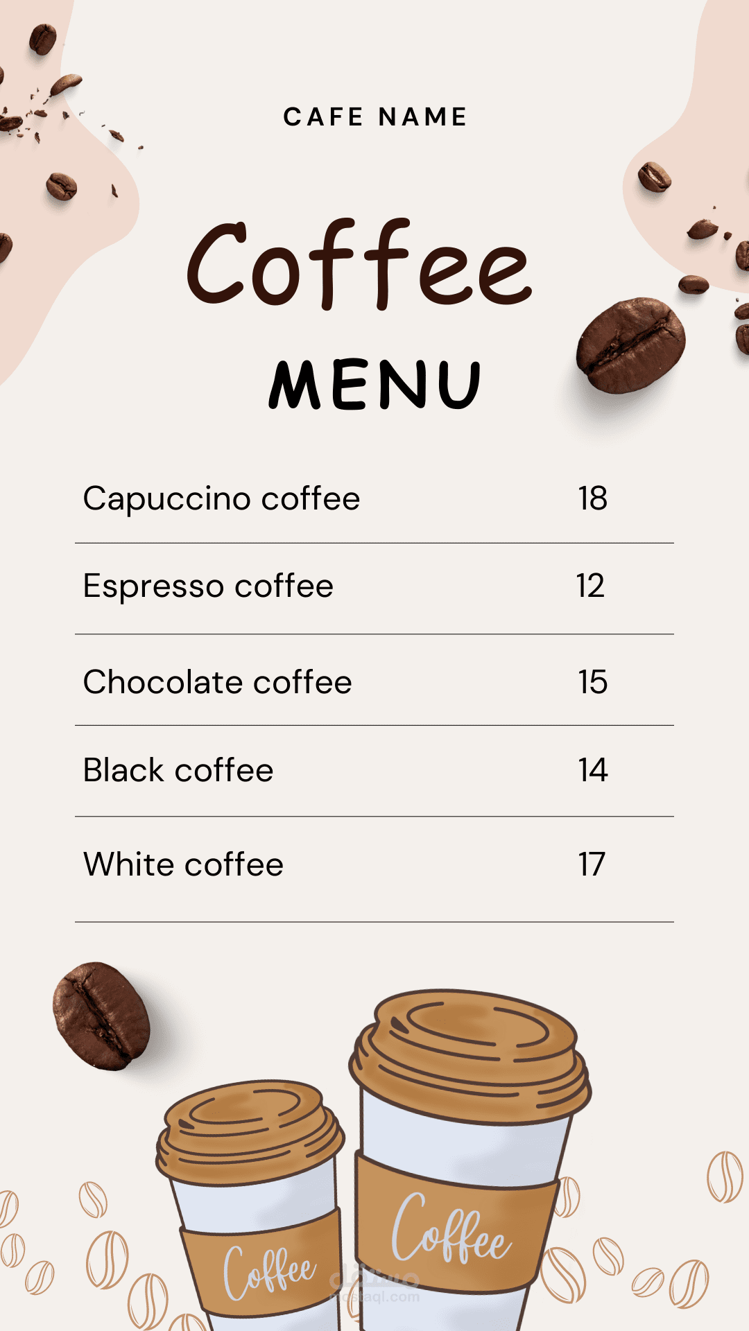 منيو مقهى Coffe