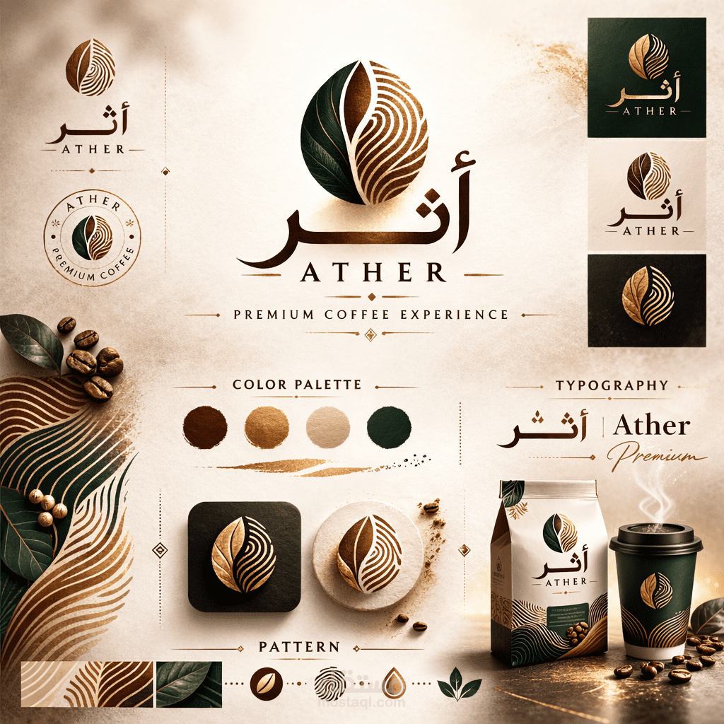 تصميم هوية بصرية كاملة وتغليف لمنتج قهوة فاخر