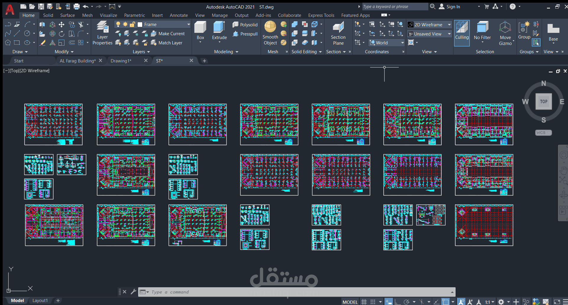 تصميم كامل باللوحات لمشروع ميجا بروجيكت مرفق سكرين للوحات الانشائي