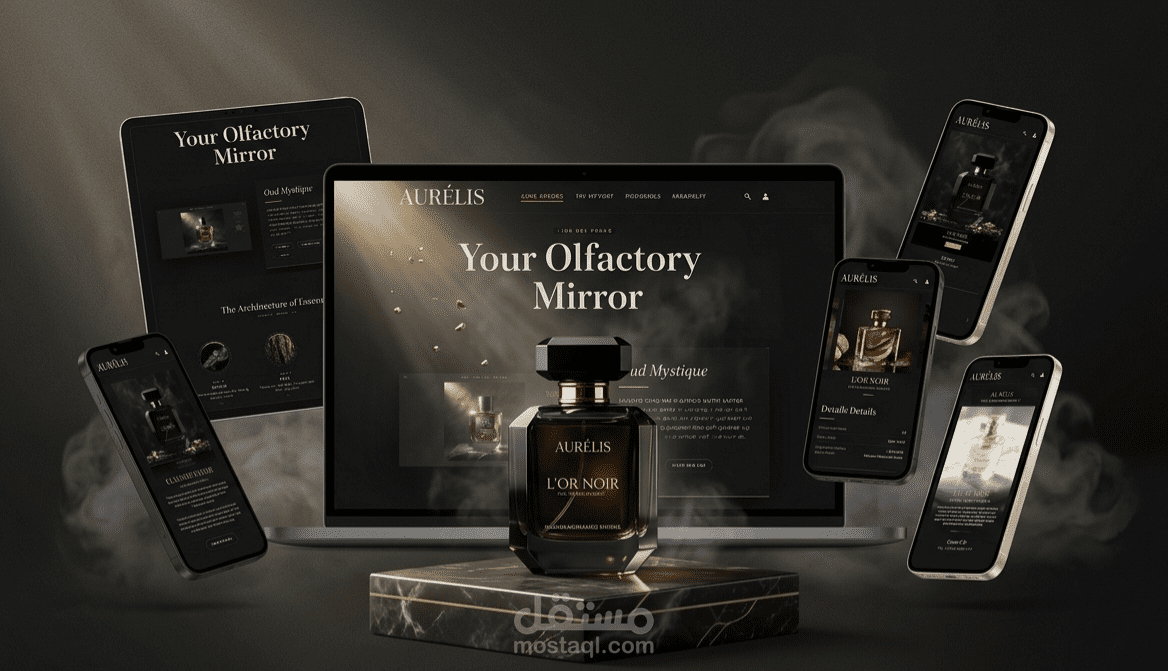 تصميم و تطوير واجهة Landing Page لبراند عطور فاخر