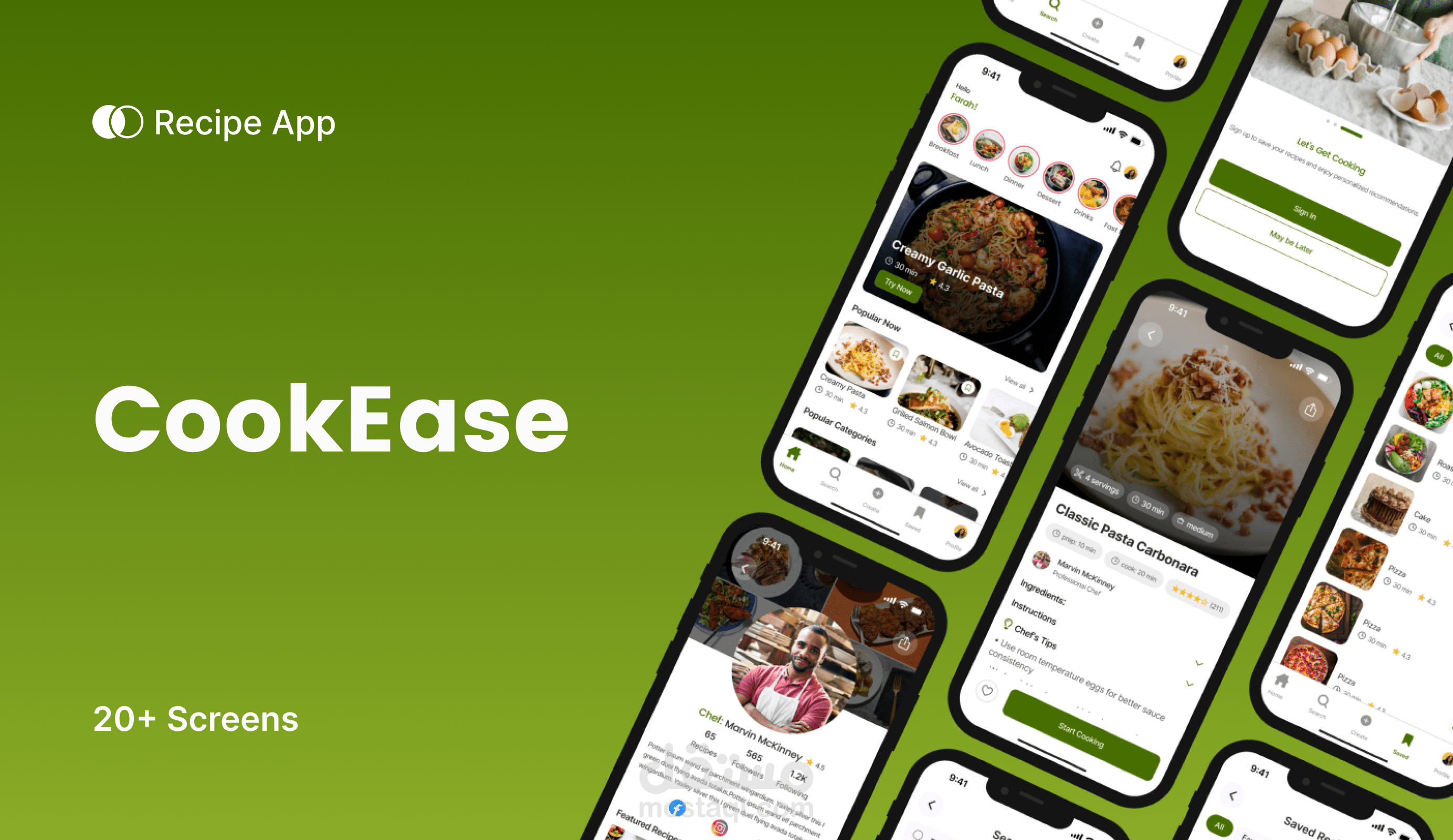 تصميم واجهة وتجربة مستخدم لتطبيق CookEase – دليلك الذكي للطهي