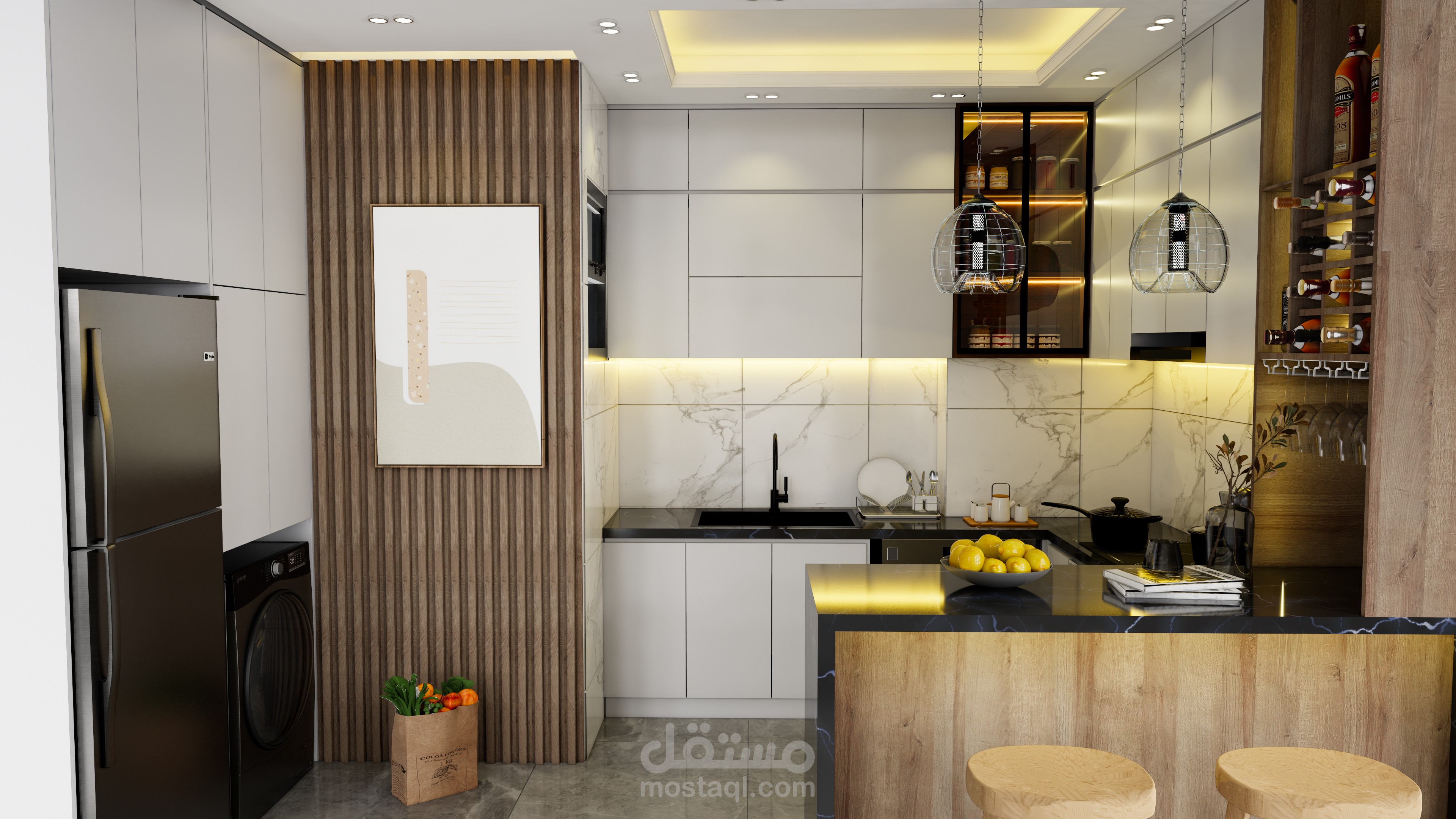تصميم مطبخ مع الرسومات التنفيذيه -Kitchen design