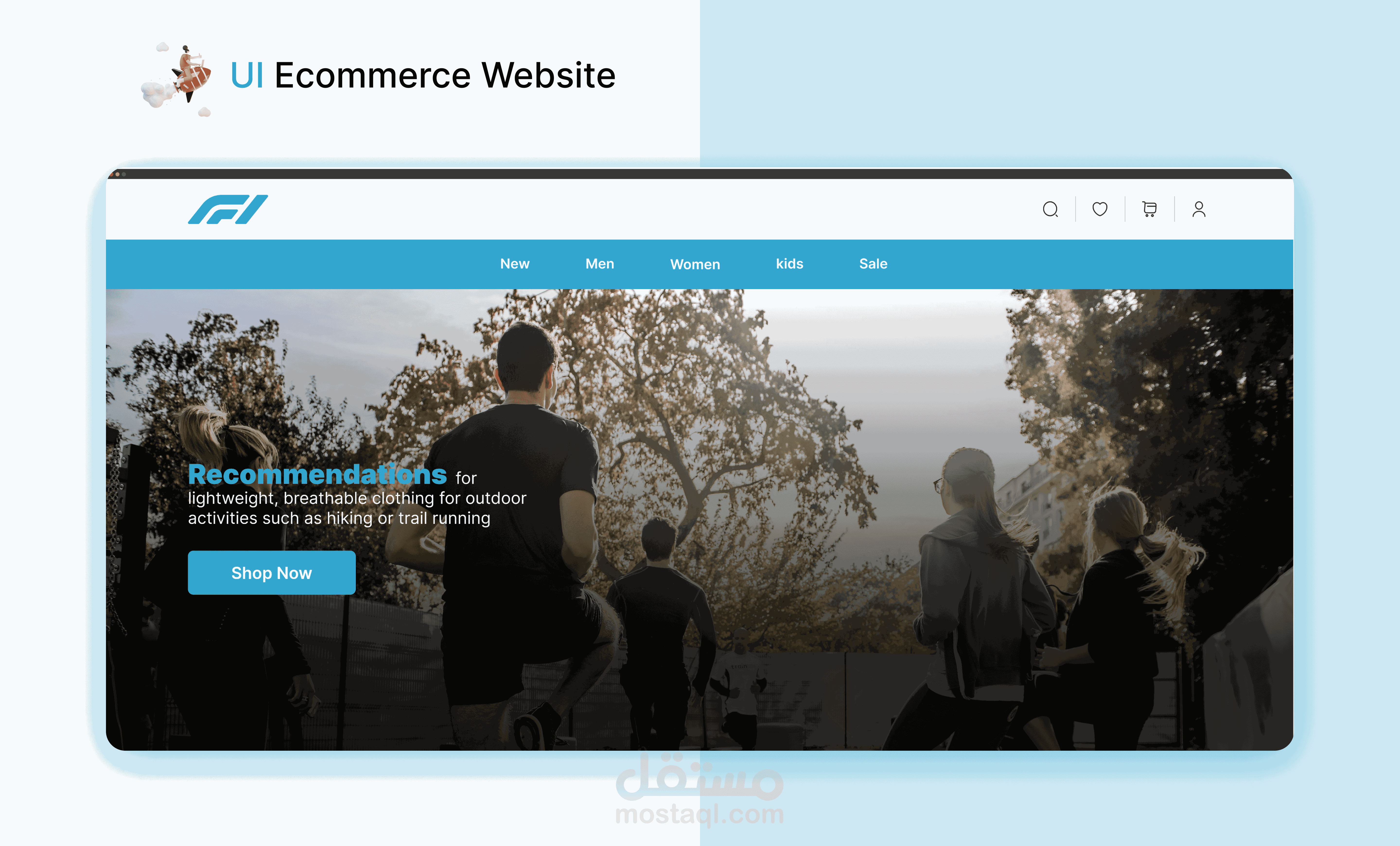 تصميم موقع ويب الكتروني لملابس رياضية || E-commerce website