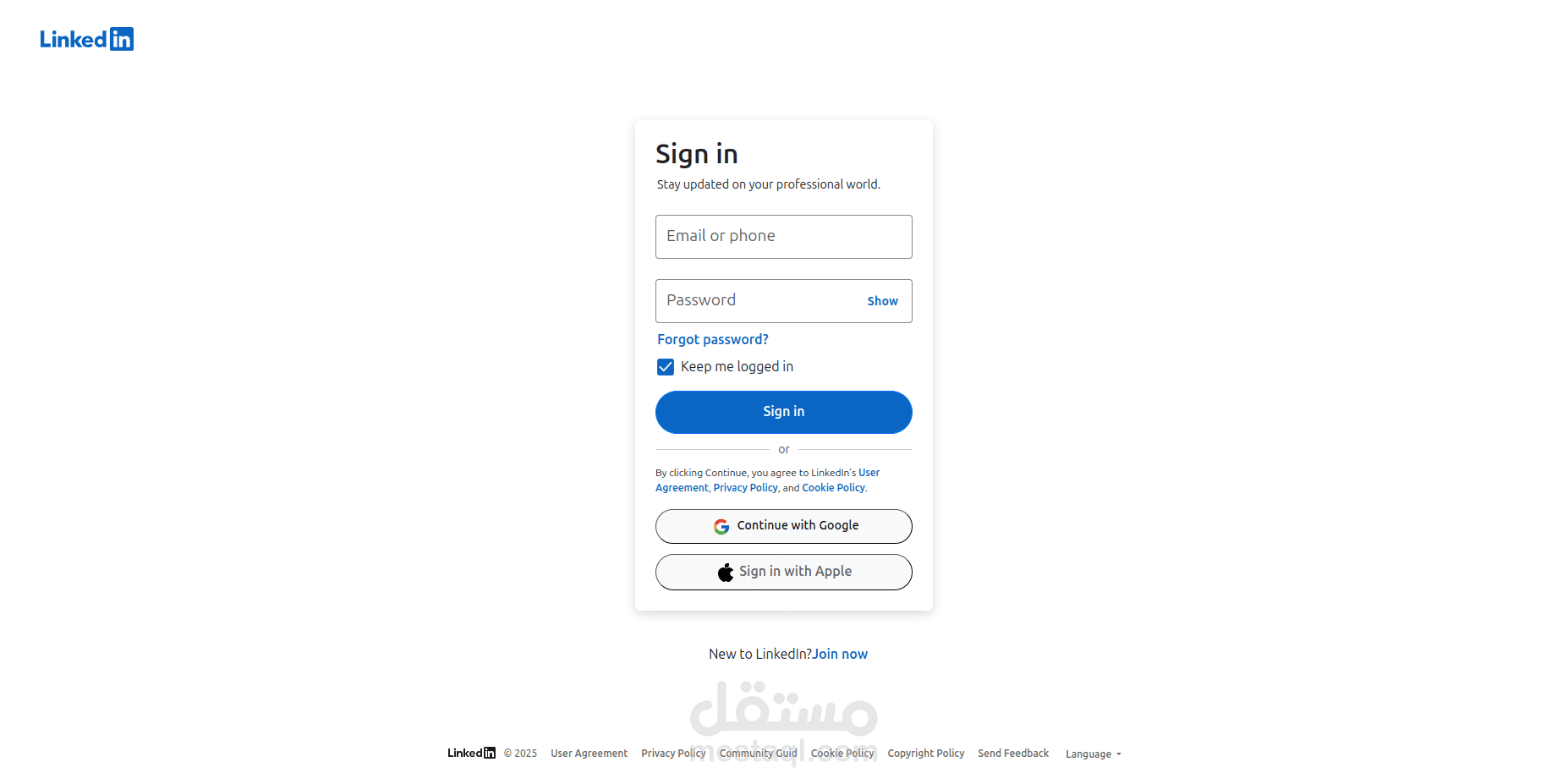 تقليد لصفحة الدخول الخاصة ب linkedin باستخدام HTML, CSS3, Bootstrap5