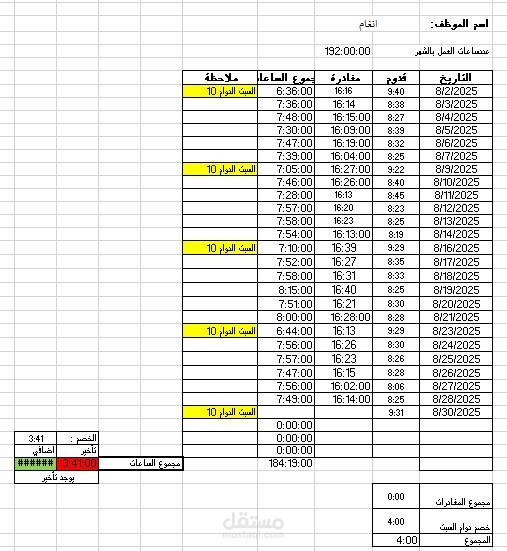 نظام احترافي لحساب التأخير والإضافي تلقائيًا