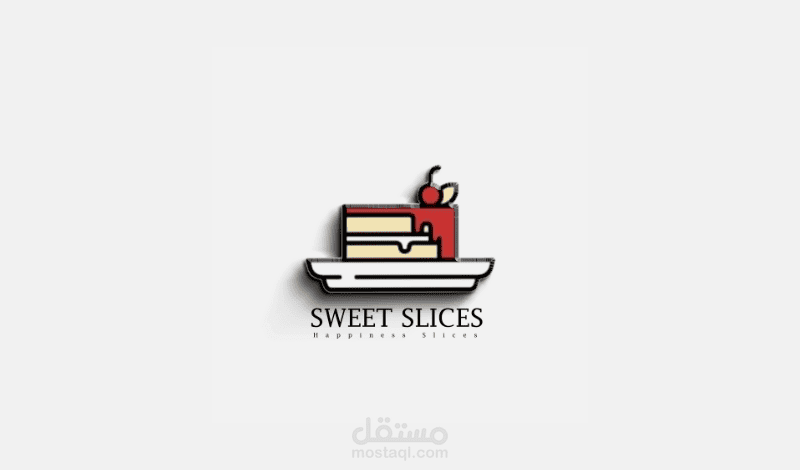 مشروع : تصميم علامة تجاريه + تصاميم S.M لمحل حلويات بإسم SWEET SLICES