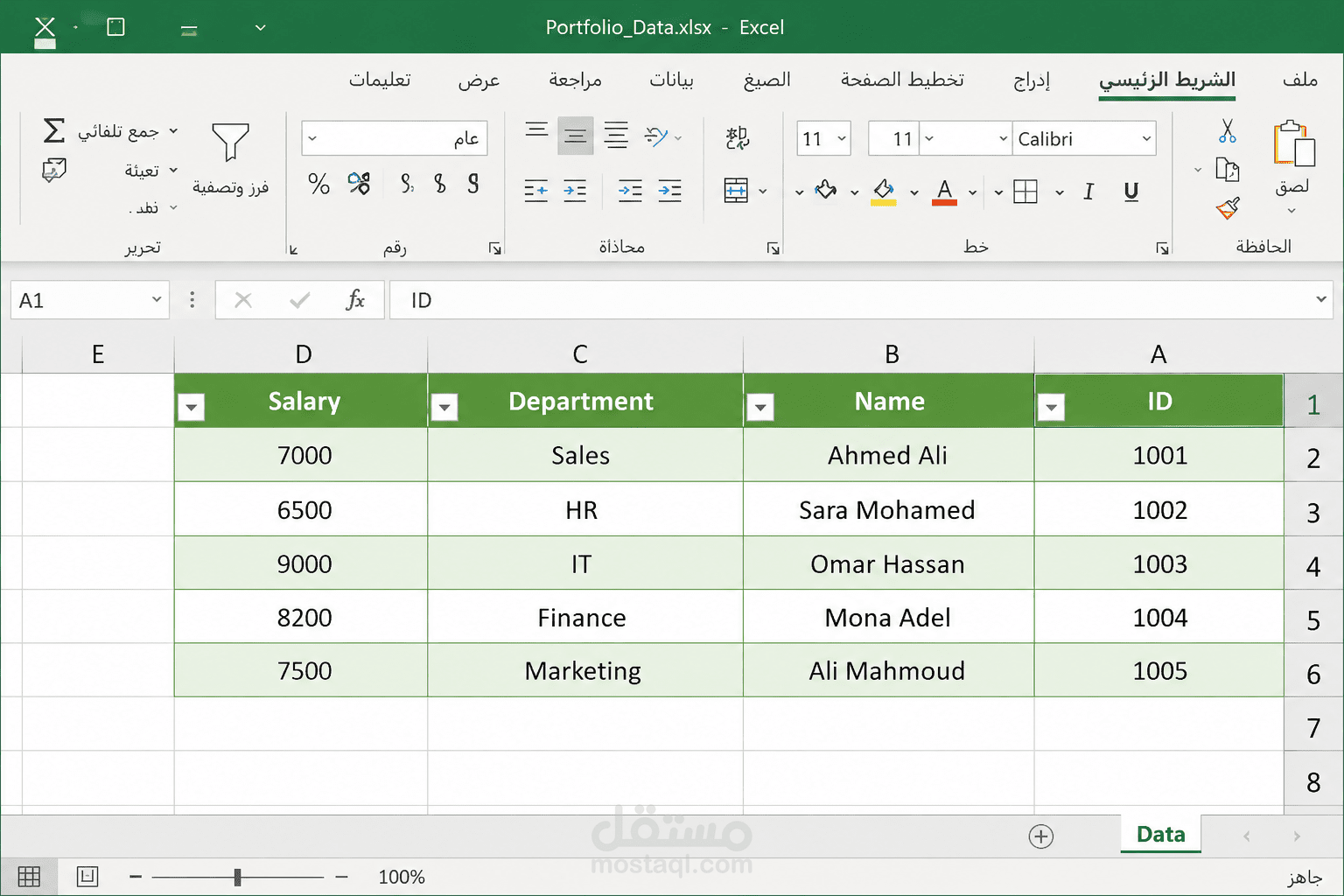 إدخال بيانات احترافي باستخدام Excel