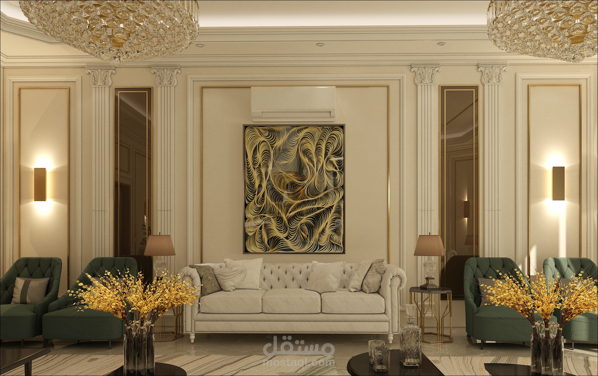 ديكور داخلى لمجلس رجال نيو كلاسيك