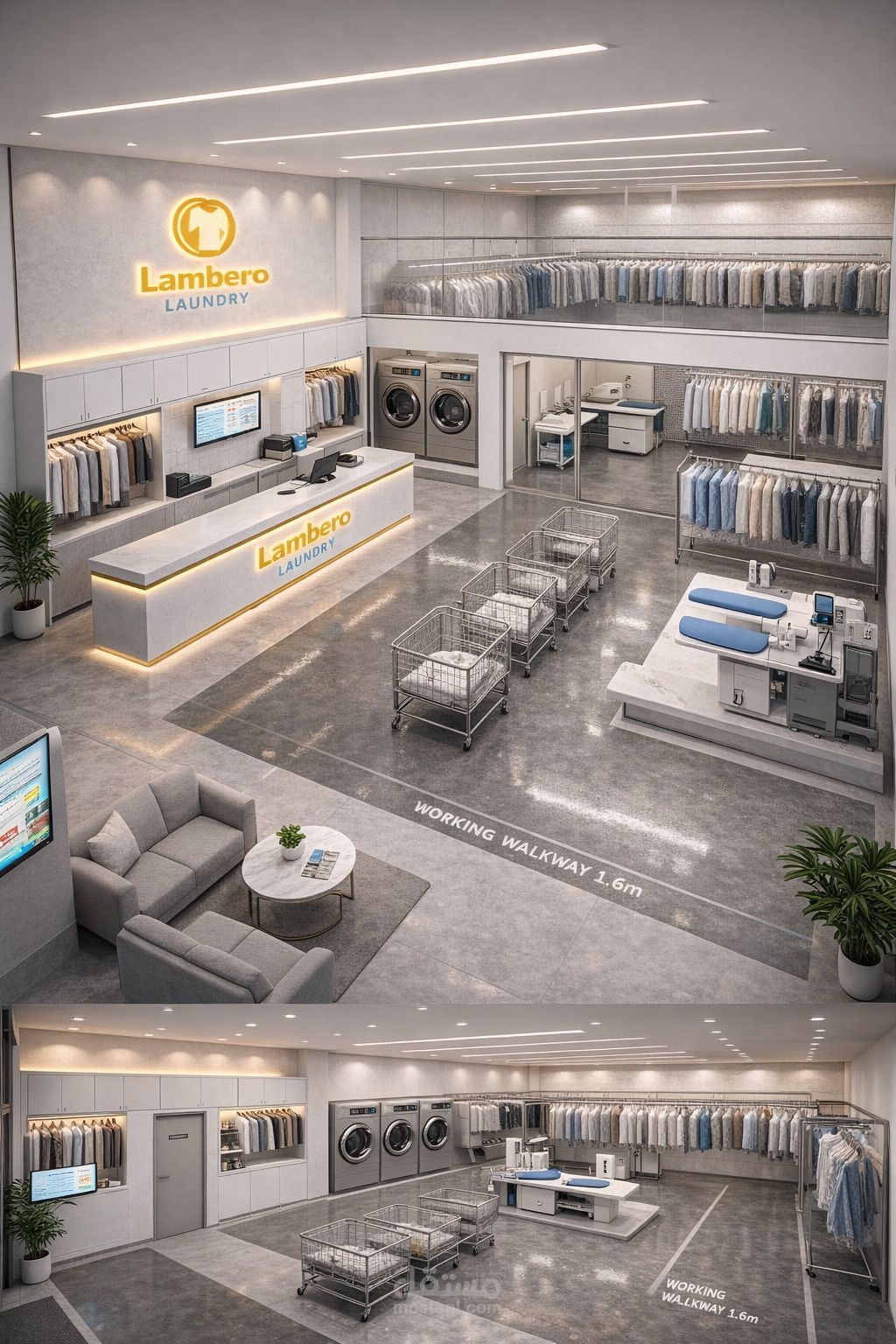 تصميم داخلي لمحل دراي كلين بأسلوب مودرن