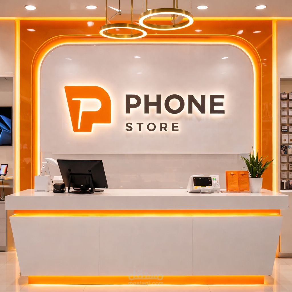 تصميم داخلي احترافي لمحل بيع وصيانة الهواتف