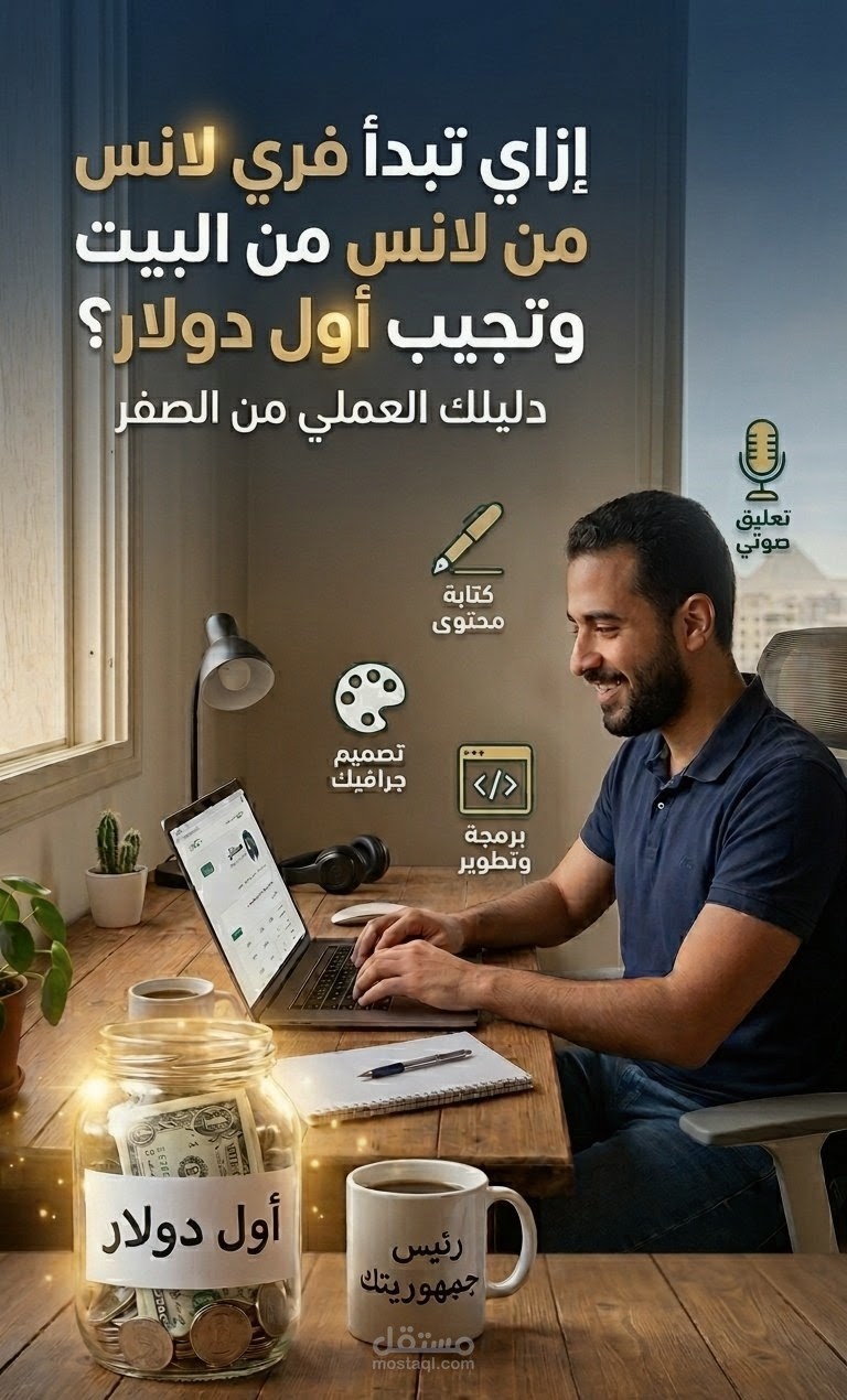 ازاى تشتغل فرى لانس من البيت وتكسب اول دولار