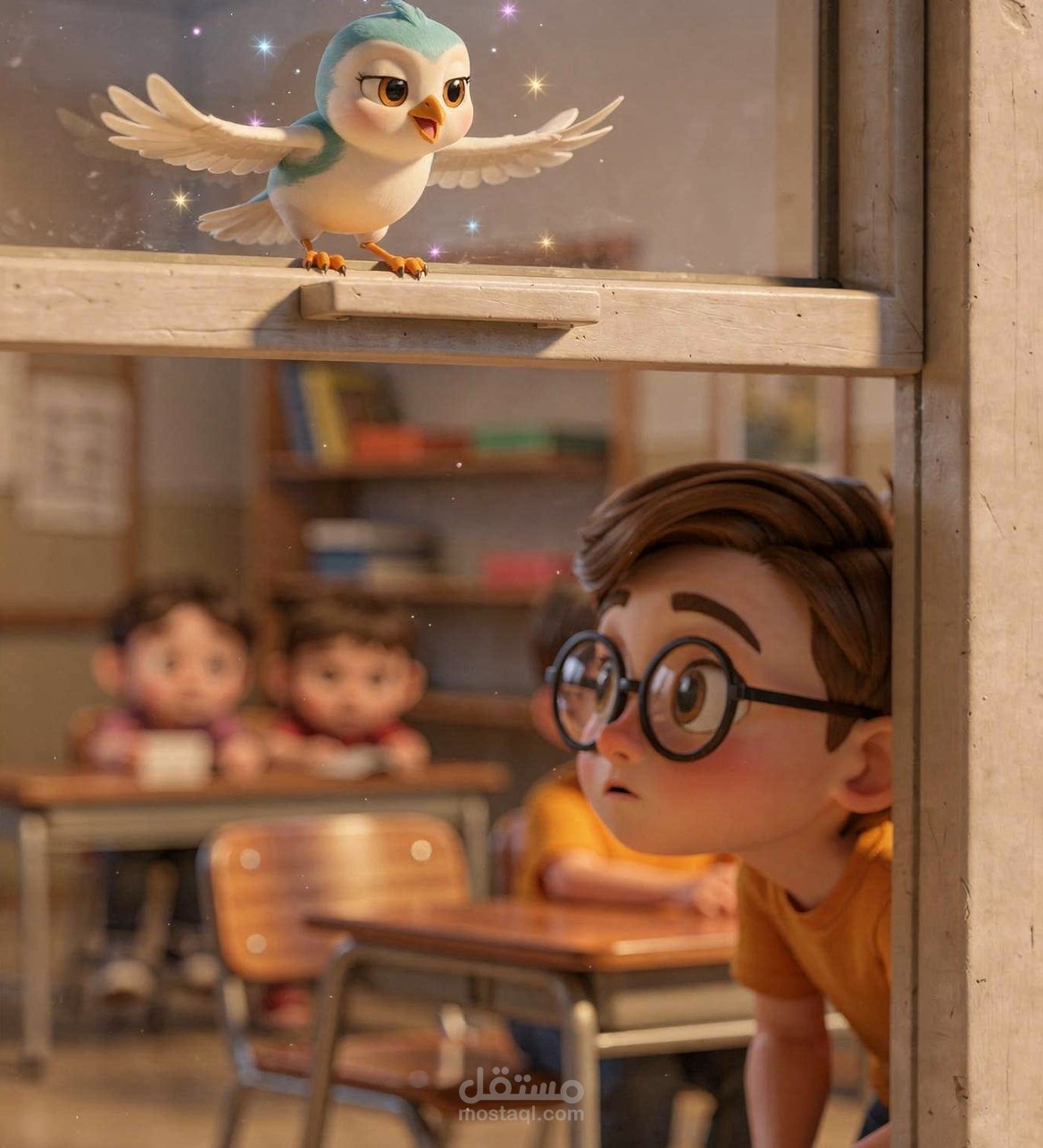 فيديو أطفال AI بليغ والعصفورة