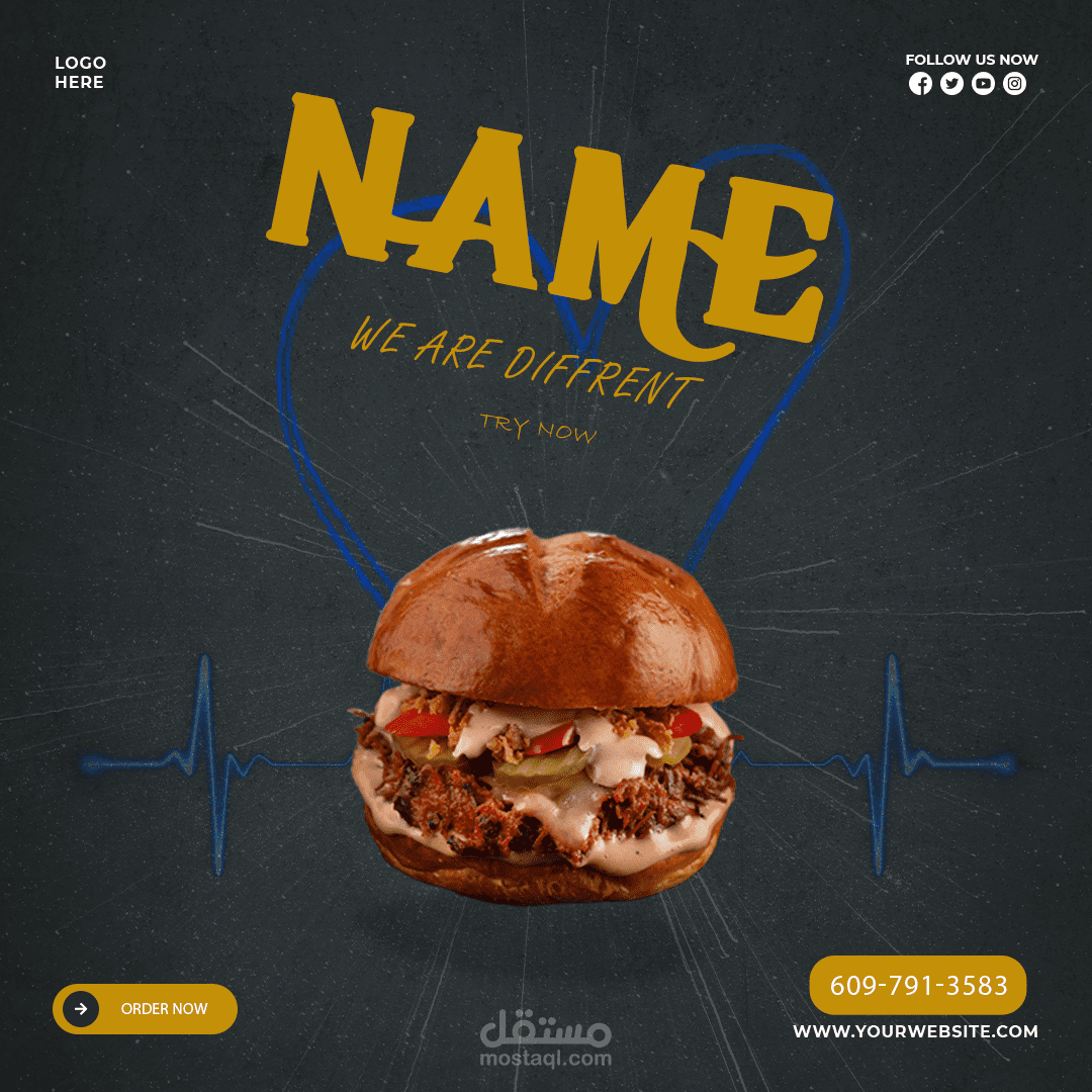 بوستر مطاعم باستخدام ادوبي فوتوشوب