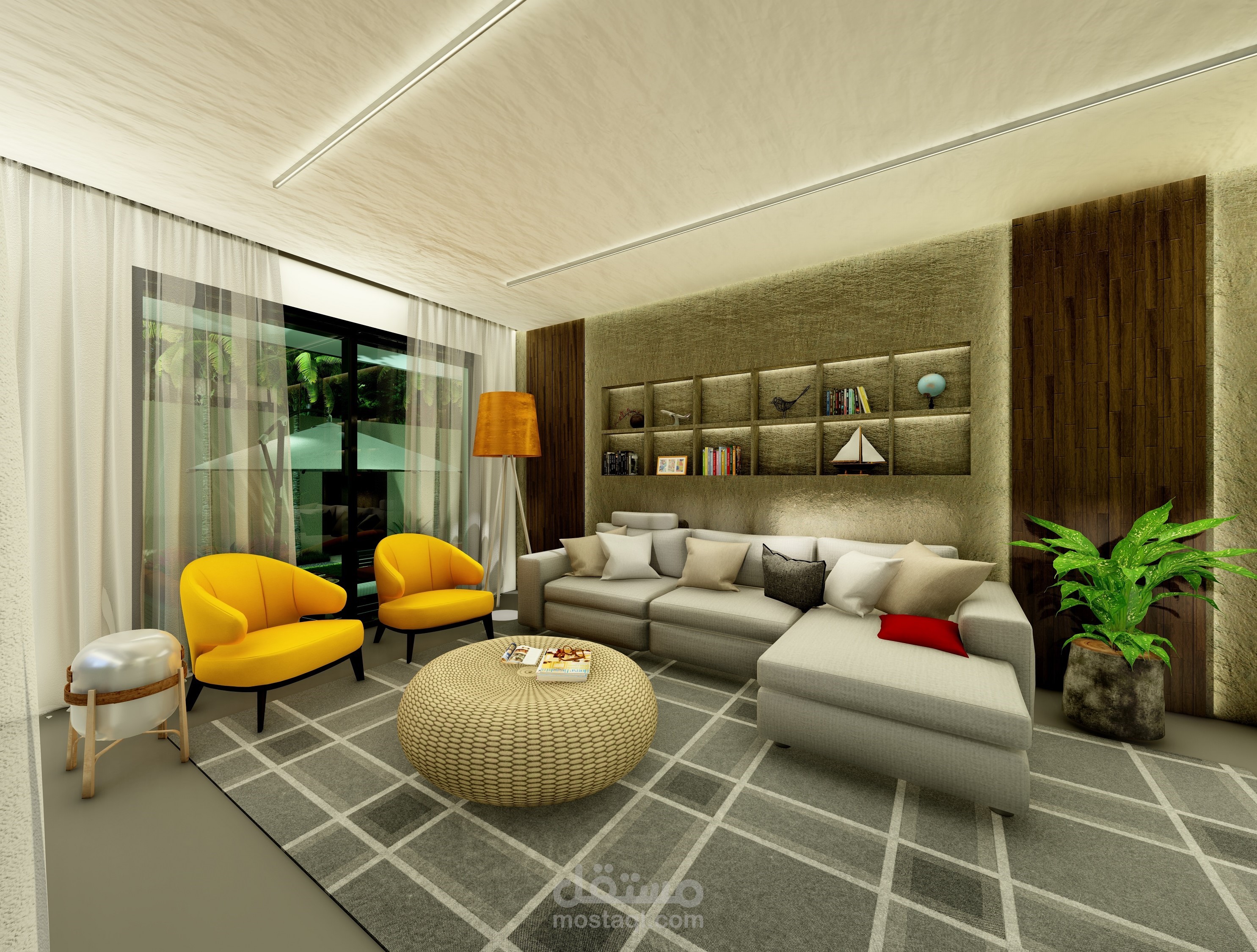 تصميم داخلي لغرفة معيشة
