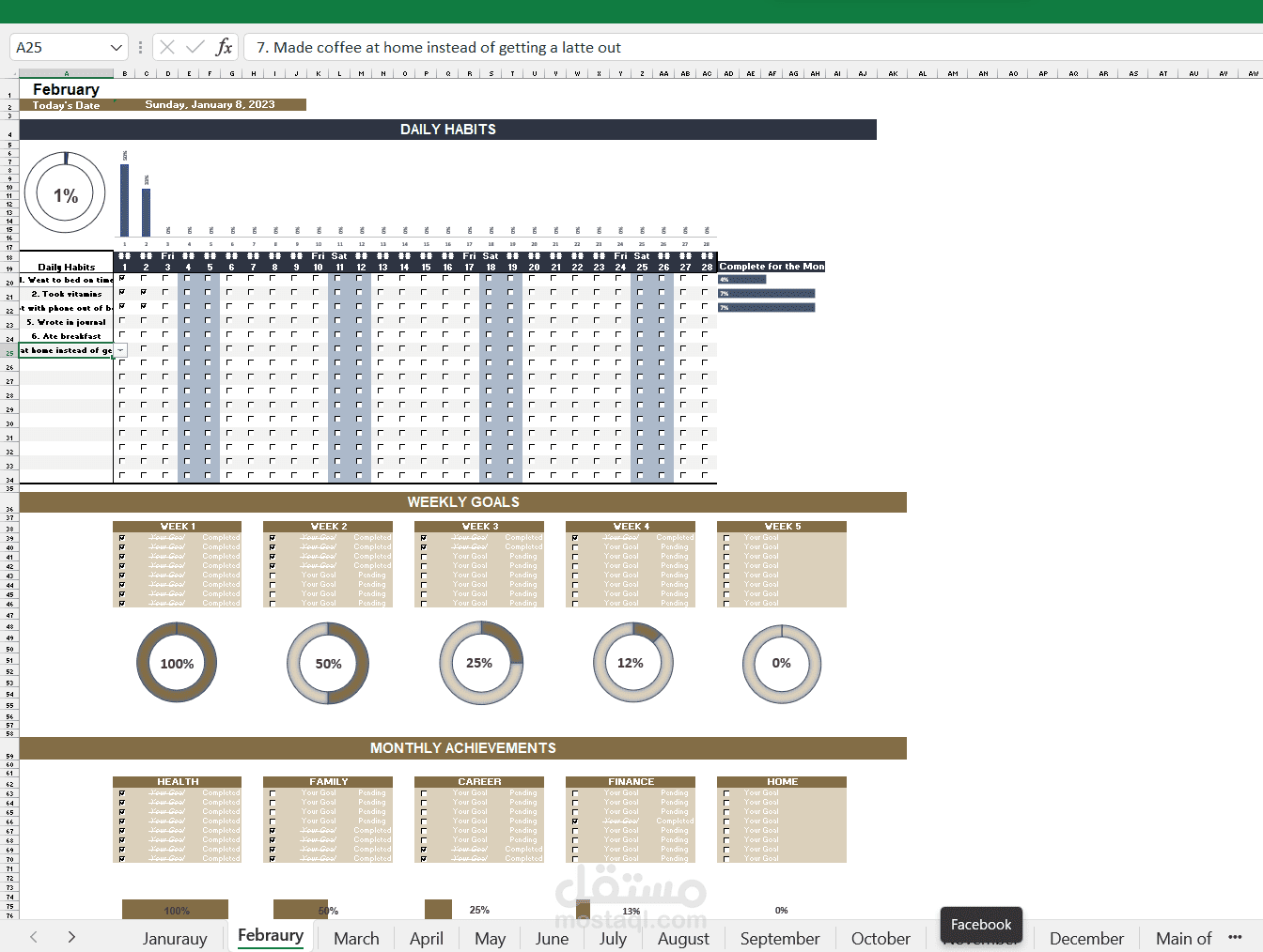 Habit Tracker By Excel