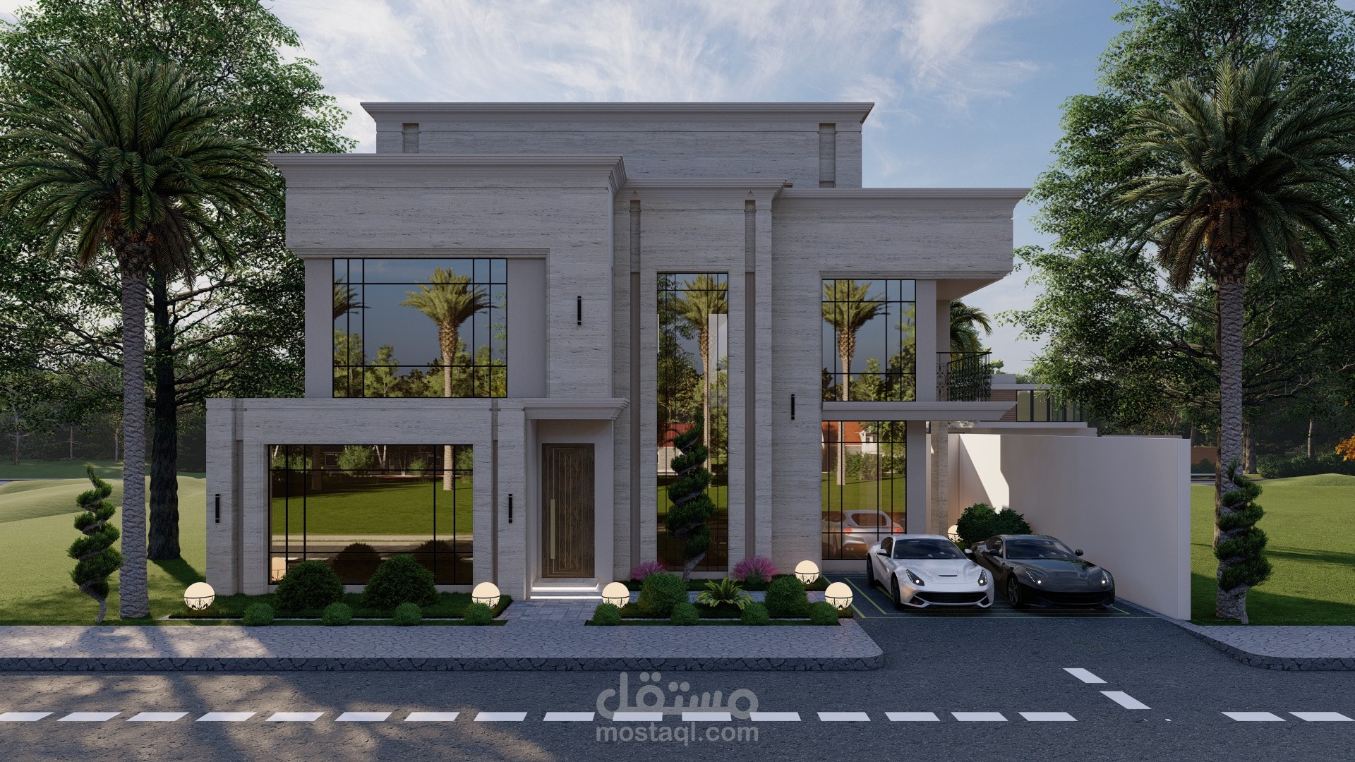 تصميم واجهتين لفيلا