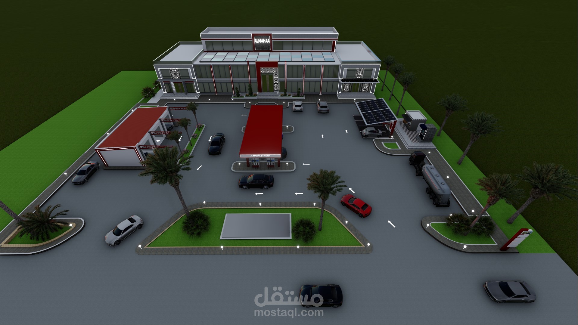 تصميم كازية و مجمع تجاري