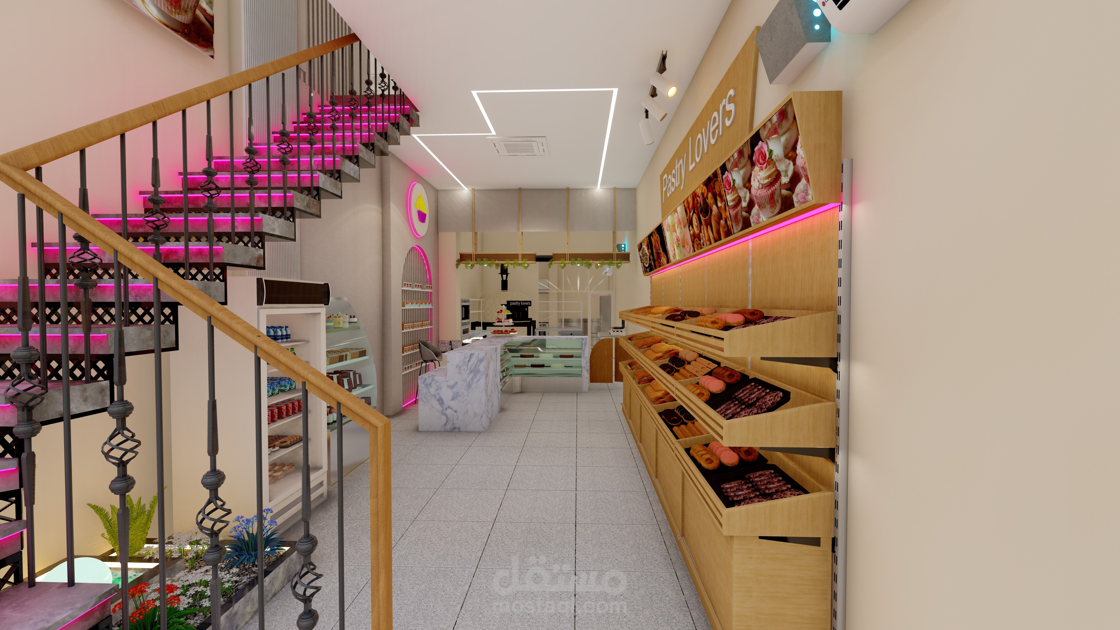 تصميم مخبز ومطعم عشاق المعجنات