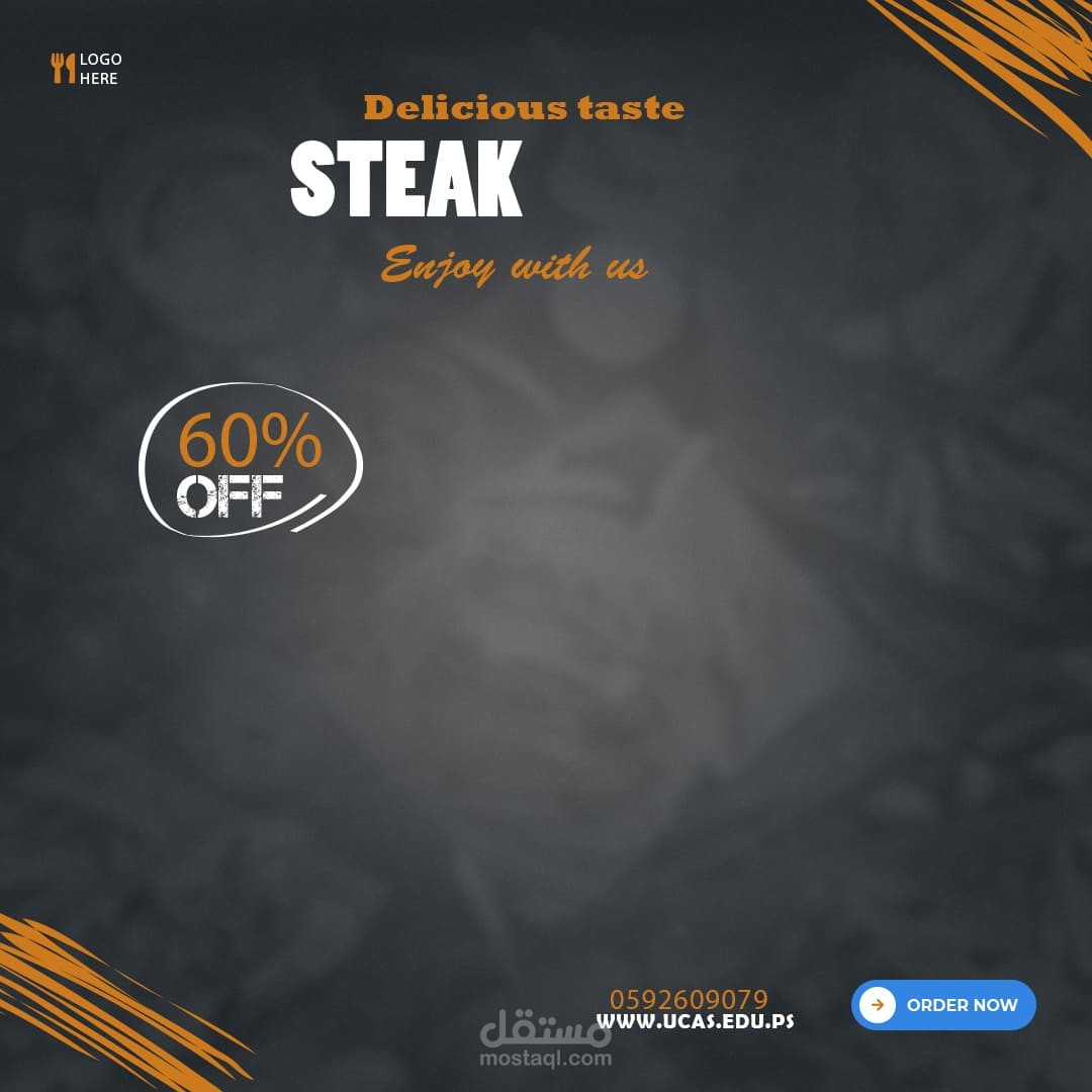 تصميم إعلاني آخر لأحد المطاعم باستخدام الفوتشوب