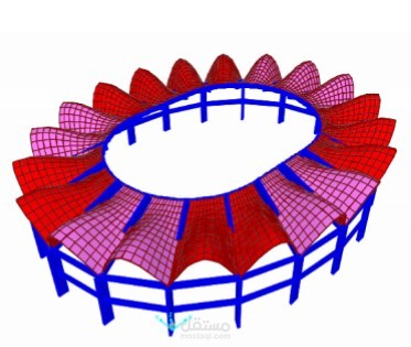 تصميم تغطية استاد بنظام hyperbolic paraboloid surface shell