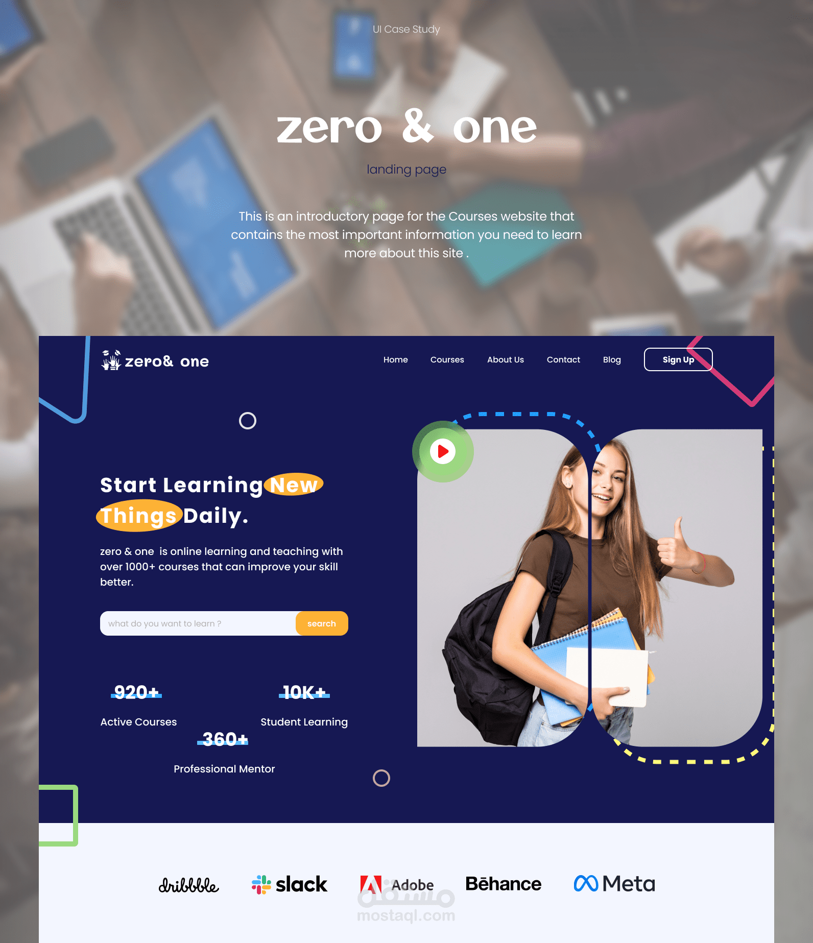 Course Landing Page_ واجهة تعريفية لموقع دورات تدريبية.