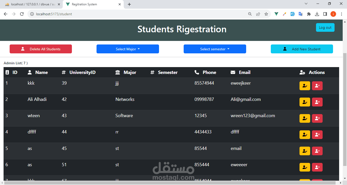 Student registration management site