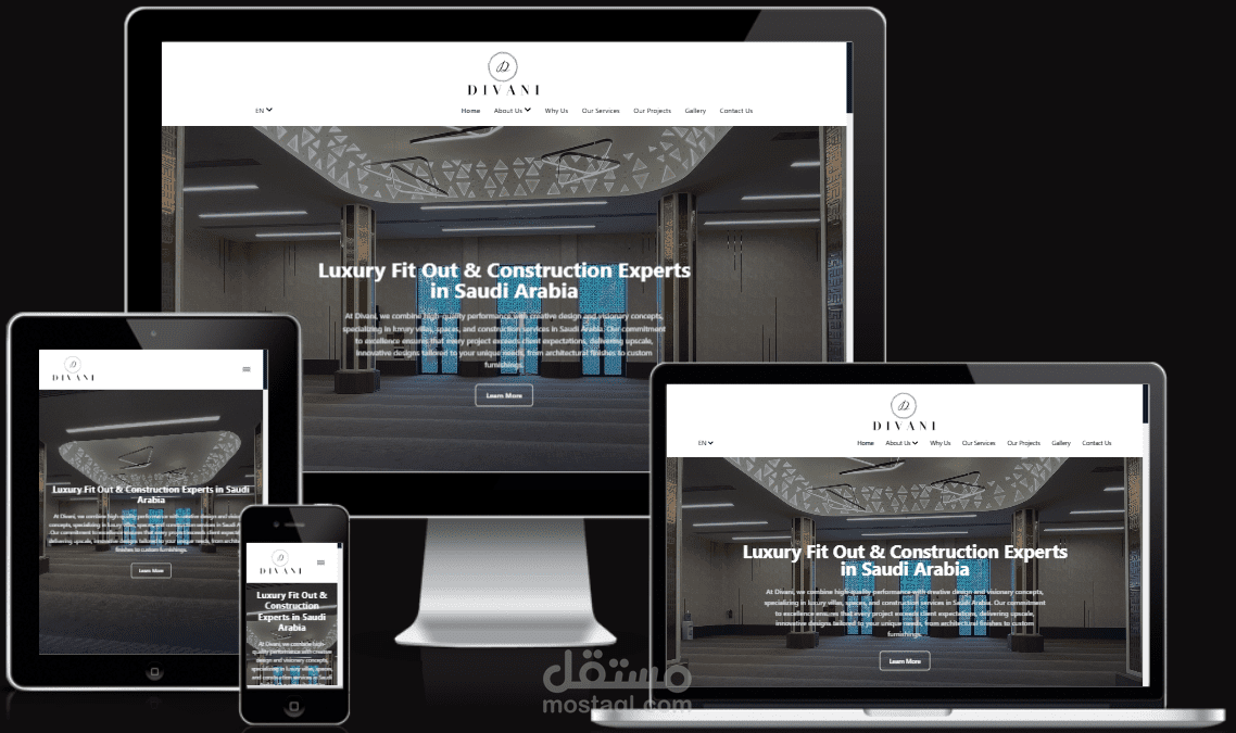 موقع تعريفي لشركة Divaniworld شركة مقاولات وتشطيب داخلي "سعودية"