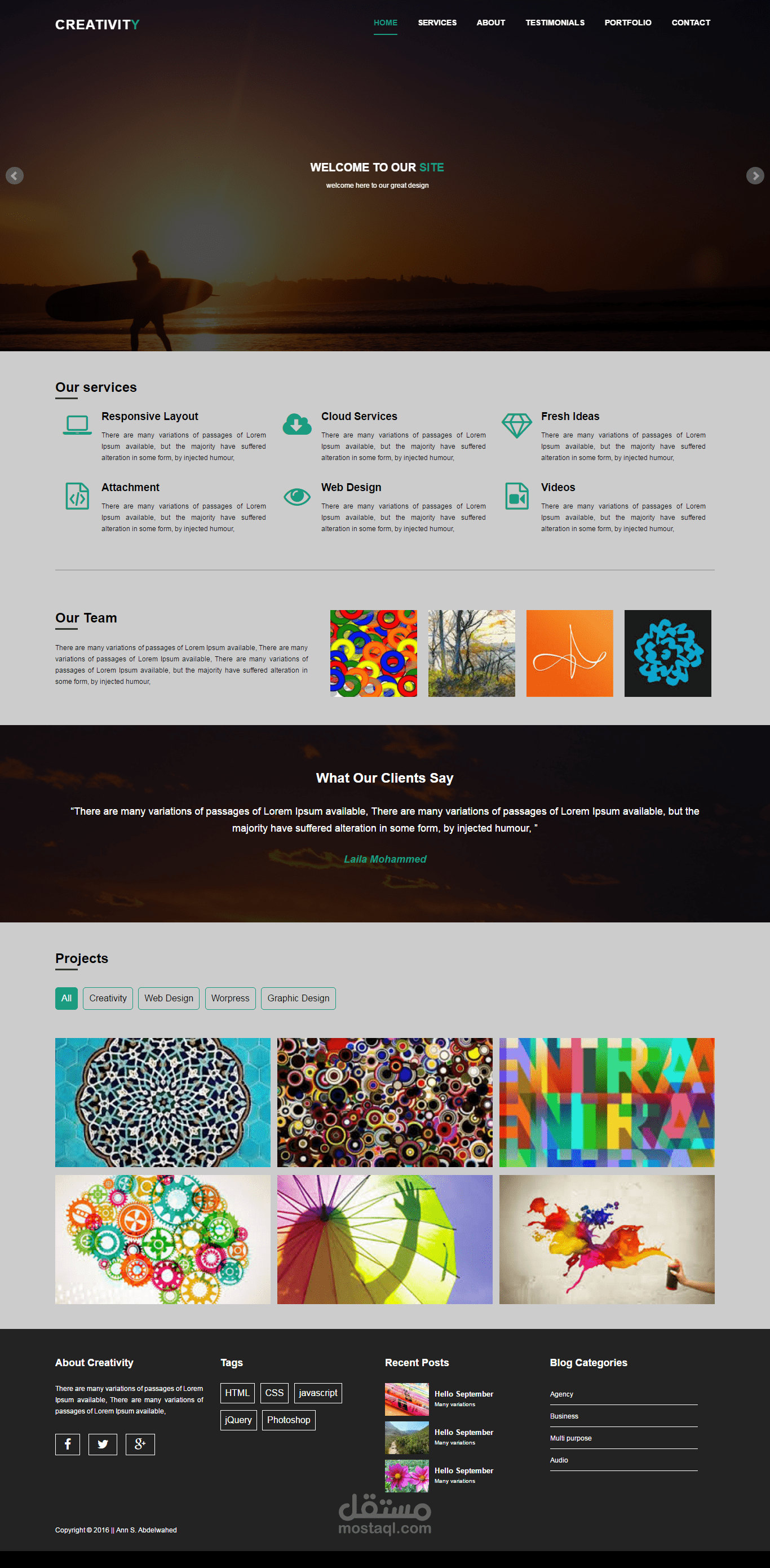 Creativity Webpage Design