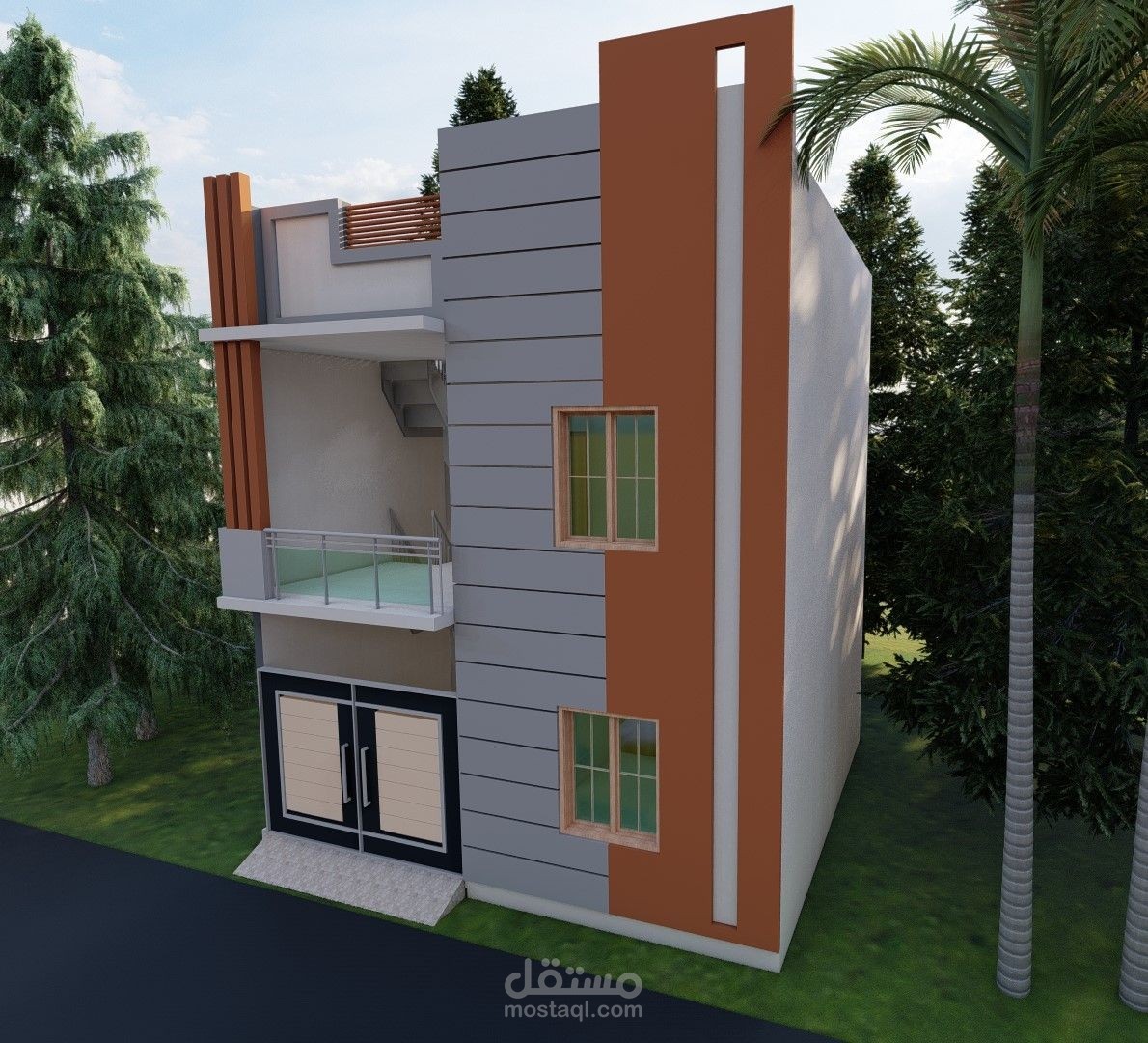 البحرين : نموذج ثلاثي الأبعاد باستخدام ال REVIT ل بناء سكني مؤلف من 3 طوابق بالاضافة للباركينغ  بالإضافة لحساب الكميات التفصيلية