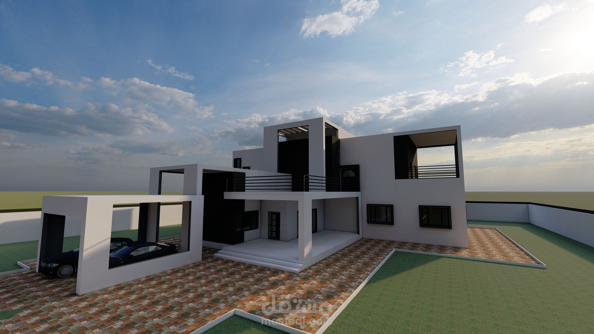 السعودية: نموذج ثلاثي الأبعاد باستخدام ال REVIT ل فيلا موديرن مؤلفة من طابقين بالاضافة للباركينغ  بالإضافة لحساب الكميات التفصيلية