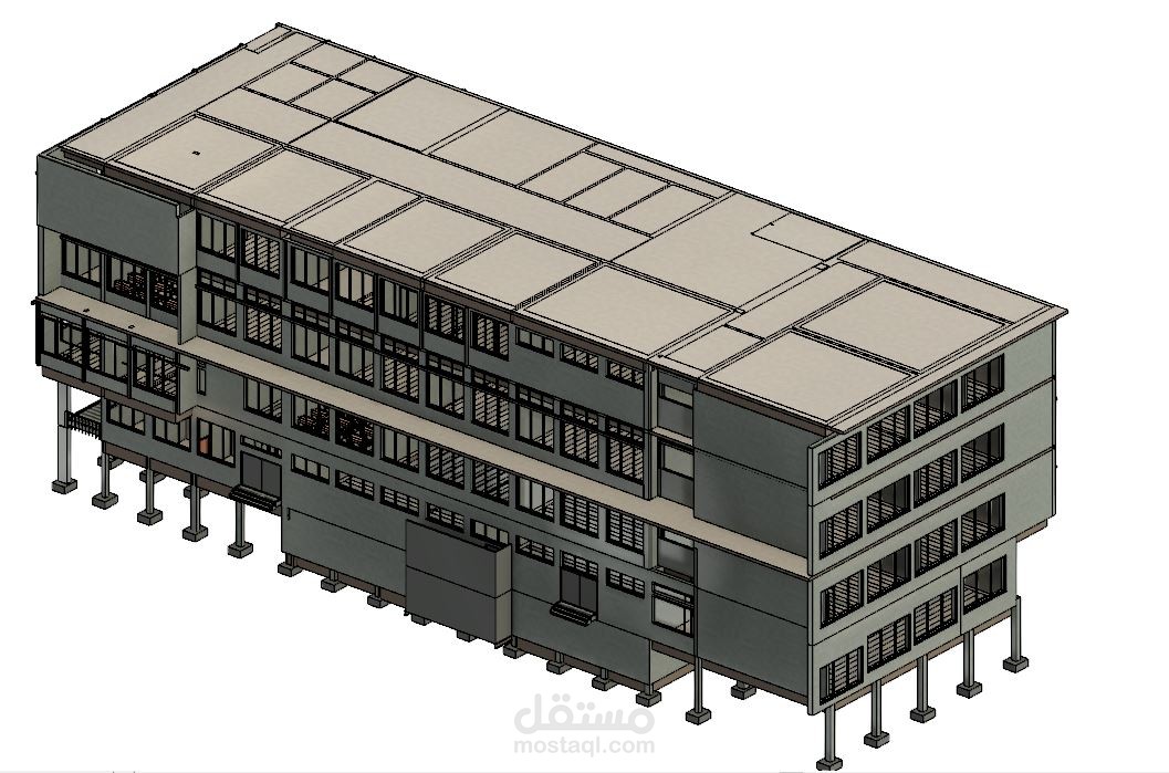 سوريا : نموذج ثلاثي الأبعاد باستخدام ال REVIT لمدرسة مؤلف من 3 طوابق بالاضافة للباركينغ بالإضافة لحساب الكميات التفصيلية.