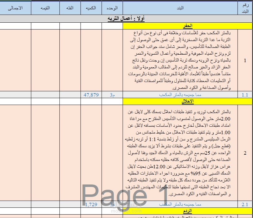 حساب كميات لبرج تجاري سكني إداري مكون من 14 دور و 3 أدوار تحت الأرض