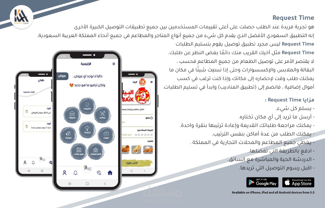 تطبيق ريكوست تايم لتوصيل الطلبات